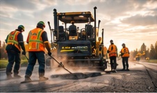 Crew paving a roadway